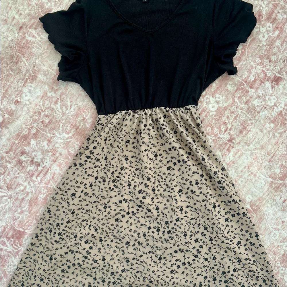 Black and Tan Floral Dress
